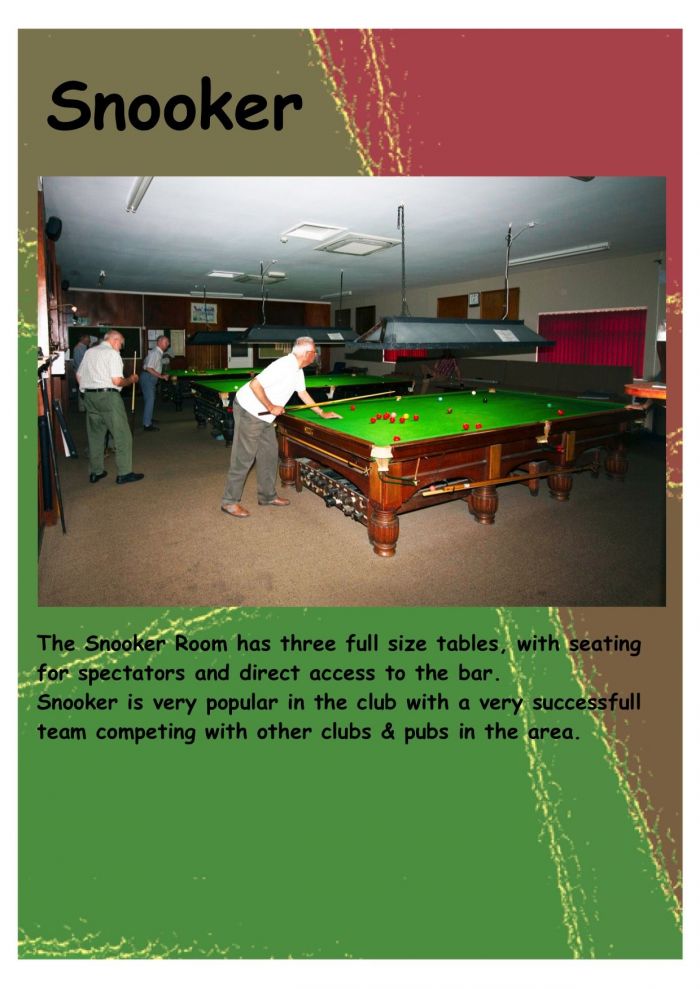 Page featuring snooker table and depails Page featuring snooker table and depails